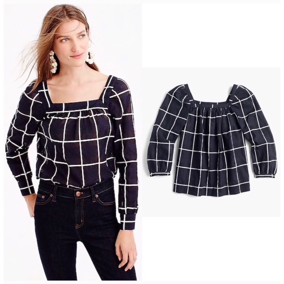J. Crew Tops - JCrew Womens Navy/White Square Neck Top Size 8